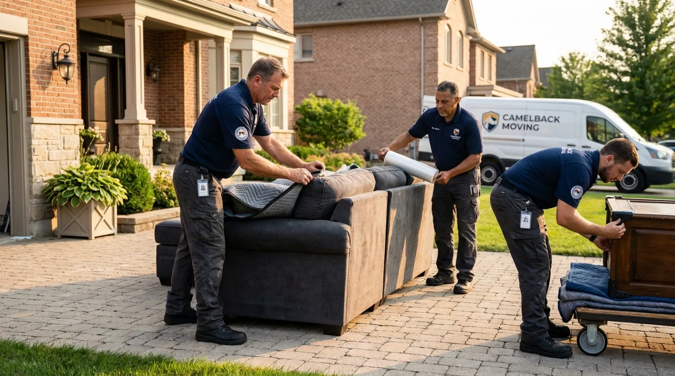 Large estate moving crew wrapping furniture in Hugo, OK