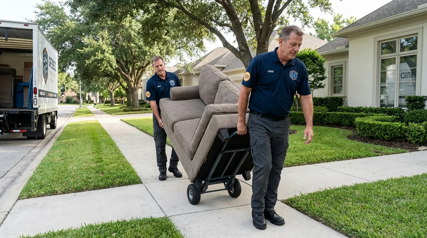 Local residential moving crew loading furniture in Hugo, OK